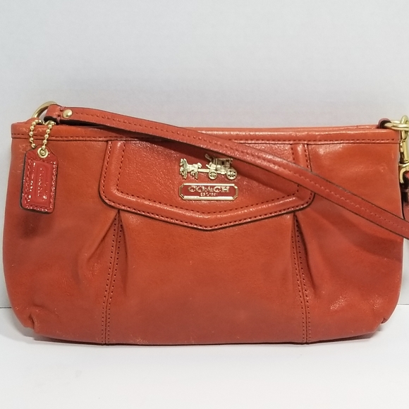 Coach Orange Large Leather Wristlet - Picture 2 of 6